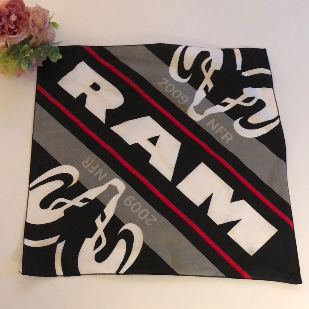 RAM BANDANNA RAM NFR 2009 Bandana Ram Truck Black Red Gray Bandanna NFR